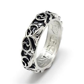 Alloy Finger Rings, Wide Band Rings, Chunky Rings, Ring with Flower, Size 10