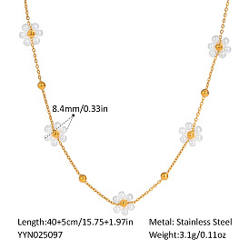 Ожерелья из плетеной цветочной цепочки из нержавеющей стали для женщин, золотые