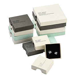 Boîte à bijoux carrée en papier cartonné, étui à bijoux imprimé avec une éponge à l'intérieur, pour l'emballage de colliers et de boucles d'oreilles