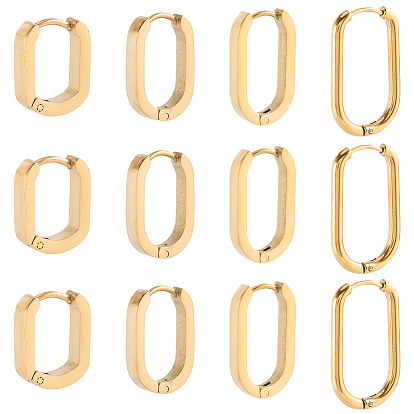 8 пары 4 стили 304 серьги-кольца из нержавеющей стали, овальные