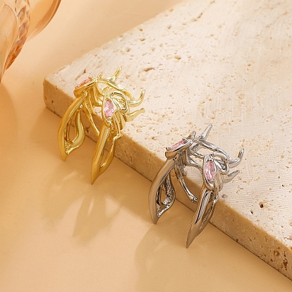 Серьги-клипсы из латунного микро-паве с фианитами, крыло