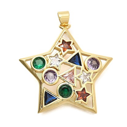 Латунные микро проложить кубического циркония подвески, звезда, долговечный, без кадмия и без свинца, стойки покрытие