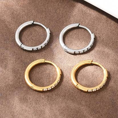 304 серьги-кольца из нержавеющей стали с прозрачным кубическим цирконием, с 316 ушными шпильками из хирургической нержавеющей стали, ионное покрытие (ip)