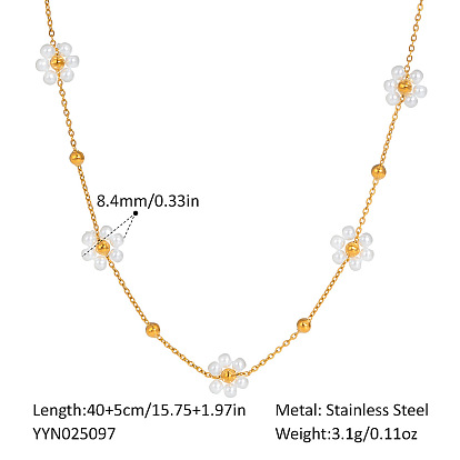 Ожерелья из плетеной цветочной цепочки из нержавеющей стали для женщин, золотые