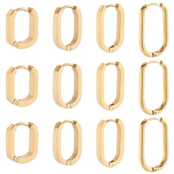 8 пары 4 стили 304 серьги-кольца из нержавеющей стали, овальные