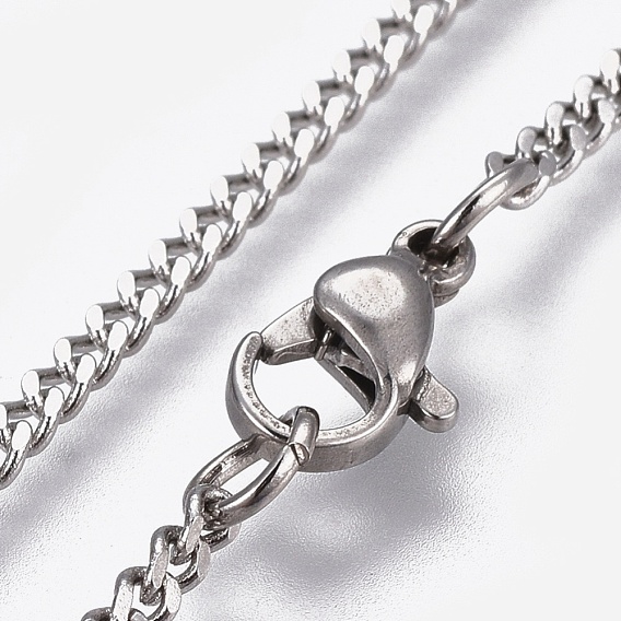 304 Stainless Steel Curb Chains Necklaces, with Lobster Claw Clasp