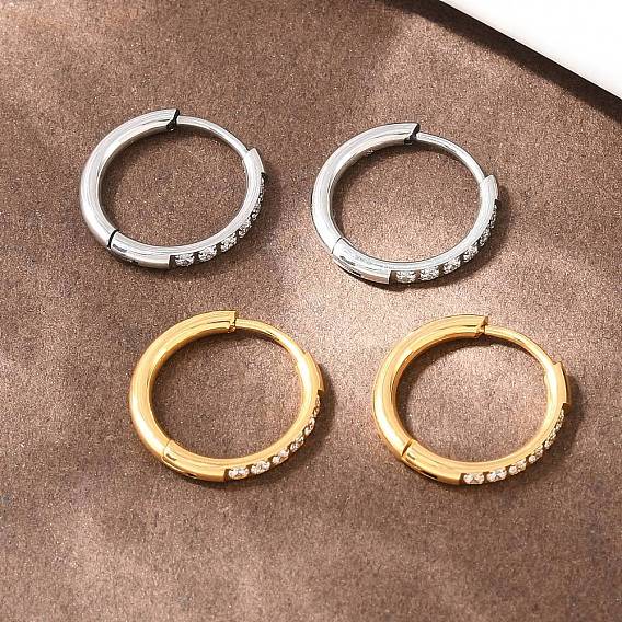 304 серьги-кольца из нержавеющей стали с прозрачным кубическим цирконием, с 316 ушными шпильками из хирургической нержавеющей стали, ионное покрытие (ip)