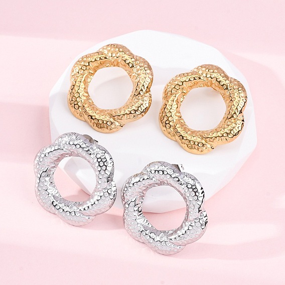 304 серьги-гвоздики из нержавеющей стали для женщин, цветок