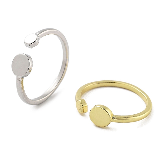 Стойка покрытие латунь открытые манжеты кольца компоненты, простые настройки кольца пэда, долговечный, без свинца и без кадмия, плоский круглый & шестиугольник