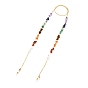 304 Stainless Steel Eyeglasses Chains, Neck Strap for Eyeglasses, with Mixed Stone, Lobster Claw Clasps and Rubber Loop Ends, Golden