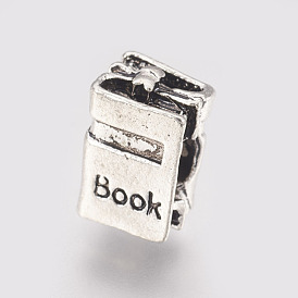 Hollow Alloy European Beads, Large Hole Beads, Book