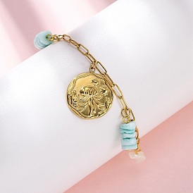 304 браслеты из тросовой цепи из нержавеющей стали, с оболочкой, ионное покрытие (ip), плоско-круглые