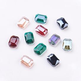 Electroplated Glass Beads, Faceted, Rectangle, 18x13x6mm, Hole: 1mm