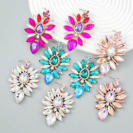 Sparkling Floral Earrings with Colorful Gemstones for Women's Fashion Statement