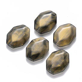 Granos de acrílico piedras preciosas de imitación, con polvo del brillo, facetados, octágono