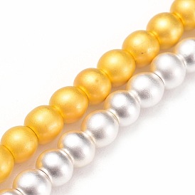 Electroplate Non-magnetic Synthetic Hematite Beads Strands, Round, Frosted
