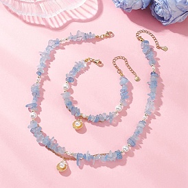 Комплекты ожерелий и браслетов из натуральных драгоценных камней, с немагнитным синтетическим гематитом и 304 подвеской в виде ракушки из нержавеющей стали