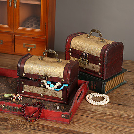 Boîte à bijoux en bois, avec fermoir avant, pour les loisirs artistiques et le stockage à domicile, rectangle