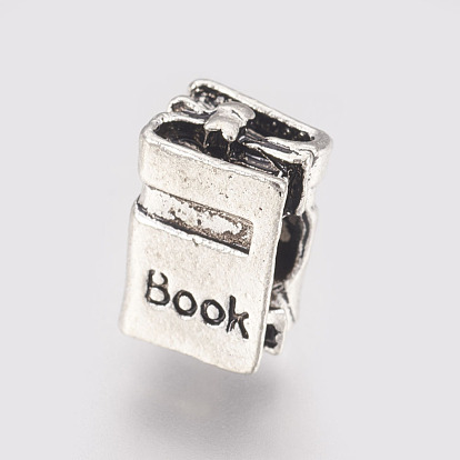 Hollow Alloy European Beads, Large Hole Beads, Book