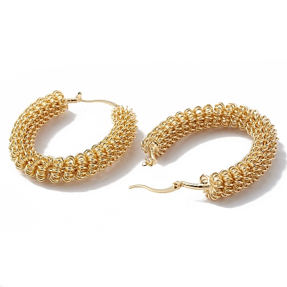 Brass Wire Wrap Spiral Oval Hoop Earrings for Women