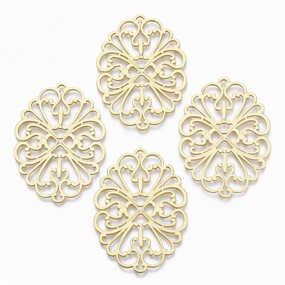 Коннекторы из сплава, матовый стиль, без кадмия, без никеля и без свинца, овальные, реальный 14 k позолоченный