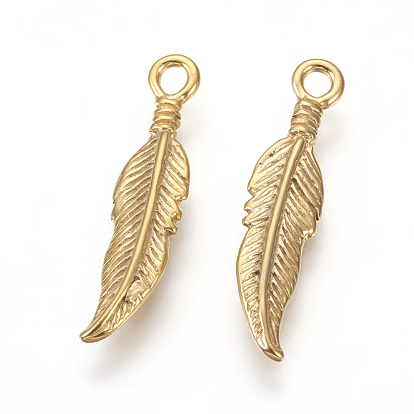 316 Surgical Stainless Steel Pendants, Feather