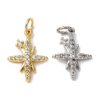 Латунные микропаве прозрачные подвески с фианитом, звезды прелести, с целью перехода в кольце, стойки покрытие, долговечный, без свинца и без кадмия