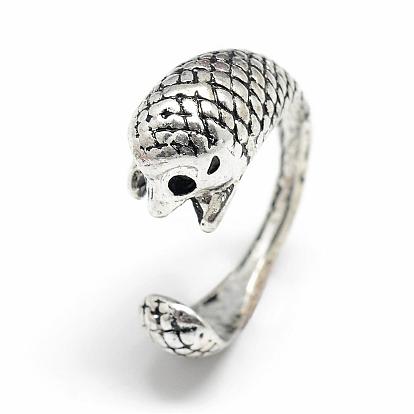 Adjustable Alloy Cuff Finger Rings, Hedgehog, Size 7