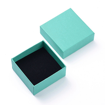 Картонная подарочная коробка комплект ювелирных изделий коробки, для ожерелья, кольцо, с черной губкой внутри, квадратный