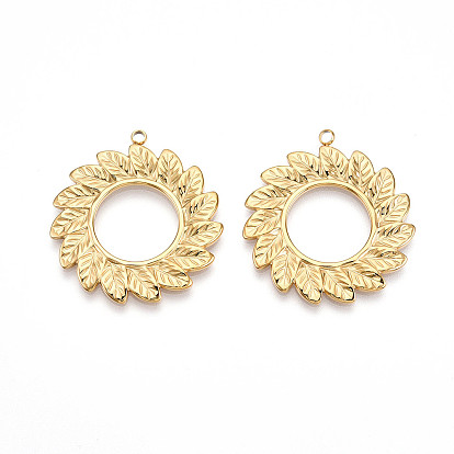 304 подвески из нержавеющей стали, ионное покрытие (ip), подвески в виде венков из листьев