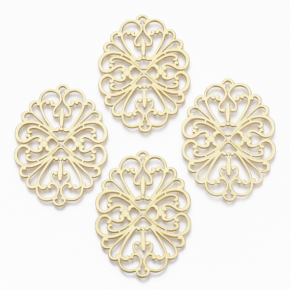 Коннекторы из сплава, матовый стиль, без кадмия, без никеля и без свинца, овальные, реальный 14 k позолоченный