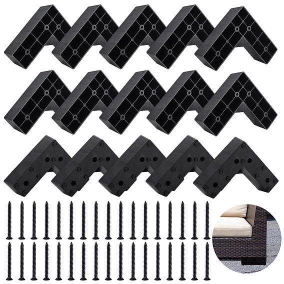 16шт. полипропиленовые ножки для диванной мебели, Сменные ножки L-образной формы, с 48шт 304 винтами из нержавеющей стали