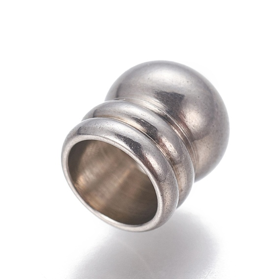 201 Stainless Steel Cord Ends, Grooved, Column