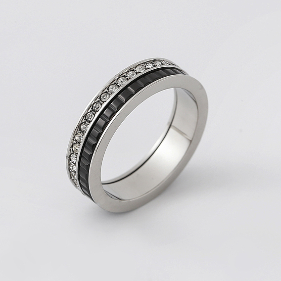 304 Stainless Steel Rhinestone Finger Rings for Couple