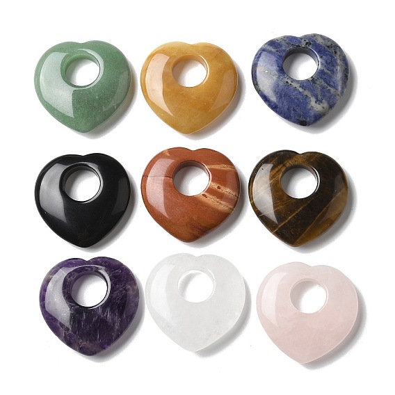 Полые подвески из натурального камня, сердце прелести