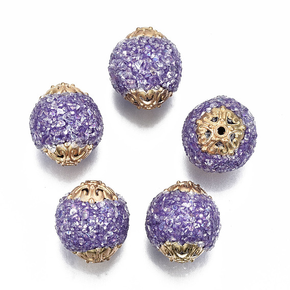 Индонезийские бусины ручной работы, с чиповым драгоценным камнем и медными находками, овальные, золотые