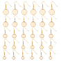 30Pcs 5 Style Flat Round Stainless Steel Dangle Earrings, Cabochon Settings