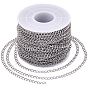 25M 304 Stainless Steel Curb Chains, Twisted Chains, with Spool, Soldered