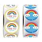Thank You Stickers Roll, Waterproof PVC Plastic Sticker Labels, Self-adhesion, for Card-Making, Scrapbooking, Diary, Planner, Cup, Mobile Phone Shell, Notebooks, Rainbow Pattern