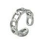 304 Stainless Steel Open Cuff Ring, Hollow Curb Chain Shape Rings for Women