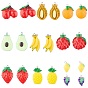 Resin Pendants, with Platinum Tone Iron Findings, Imitation Food, Mixed Shapes