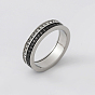 304 Stainless Steel Rhinestone Finger Rings for Couple