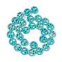 Synthetic Howlite Beads Strands, Dyed, Flat Round with Peace Sign