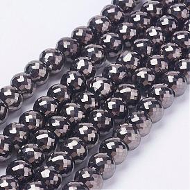 Electroplate Glass Beads Strands, Full Plated, Faceted Rondelle