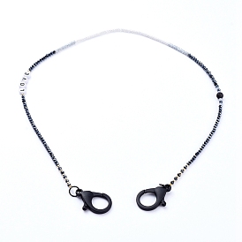 Artículos personalizados de doble uso, collares de cuentas o cadenas para anteojos, con cuentas de roca de lava natural, Abalorios de acrílico, cuentas de latón y cierres de langosta de plástico, la palabra amor