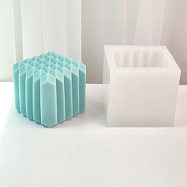 Faceted Stripe-shaped Cube Candle Food Grade Silicone Molds, for Scented Candle Making
