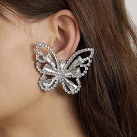 Sparkling Rhinestone Butterfly Earrings for Women - Glamorous Statement Jewelry