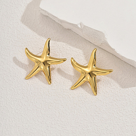 Стильные 201 серьги-гвоздики из нержавеющей стали в форме морской звезды