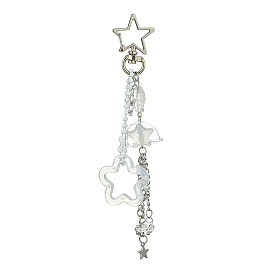 Llaveros colgantes de acrílico y vidrio, Con aleaciones y hallazgos de hierro, para la decoración del bolso de la llave del coche, flor y estrella y pez