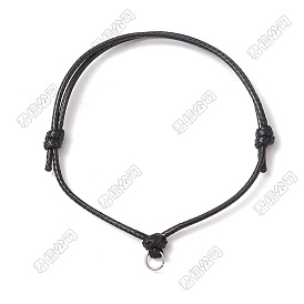 Fabricación de pulseras ajustables de cordón de poliéster encerado, con 304 anillos de salto de acero inoxidable